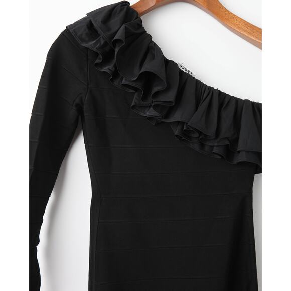 Hervé Léger Asymmetrical Ruffle Gown in Black Size S - Picture 7 of 8